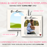 8 Valentine's Day Square (2x2/2.5x2.5/3x3) Fridge Magnet Template Designs